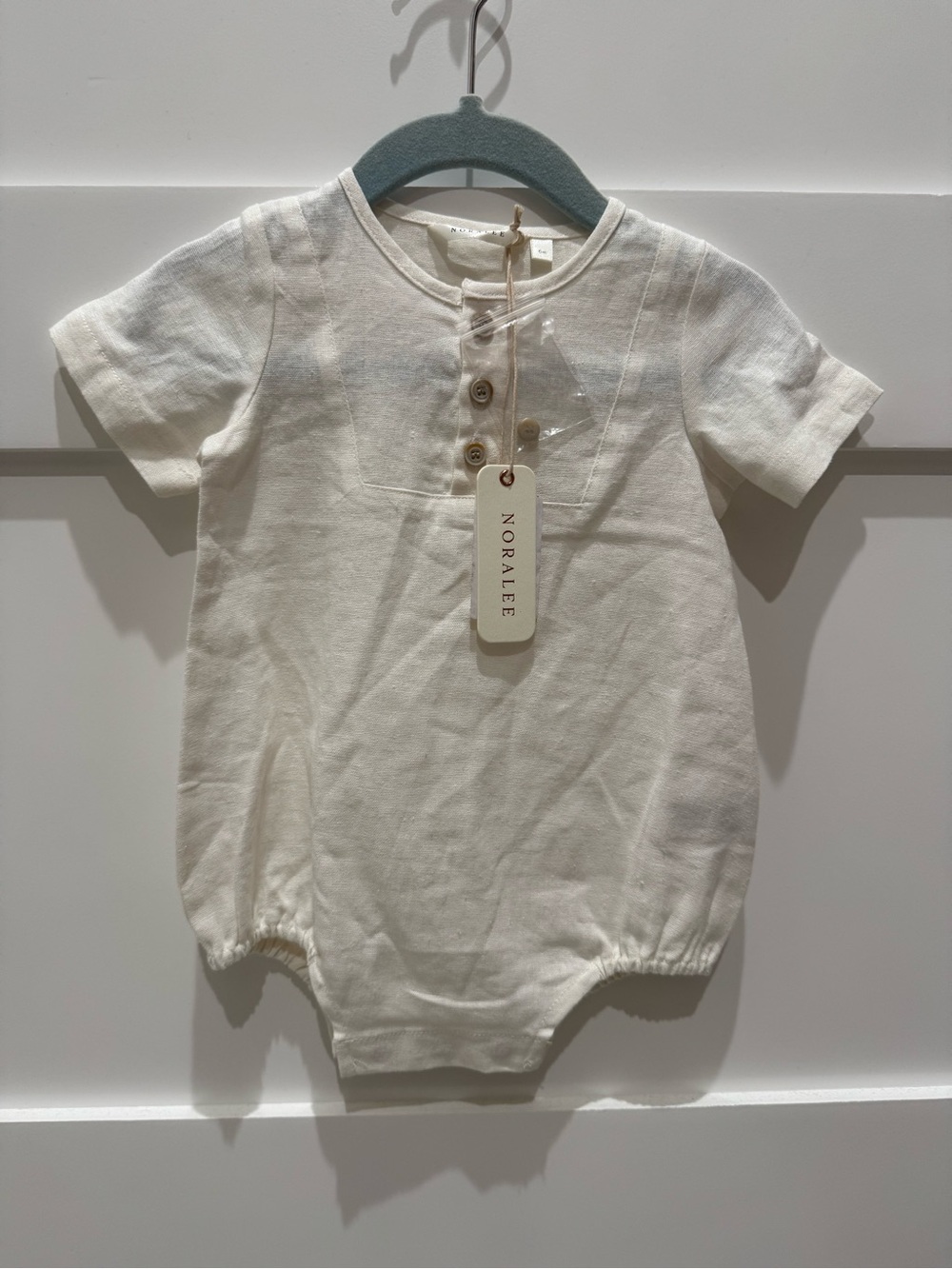 Noralee Cream Baby Romper with Button Front